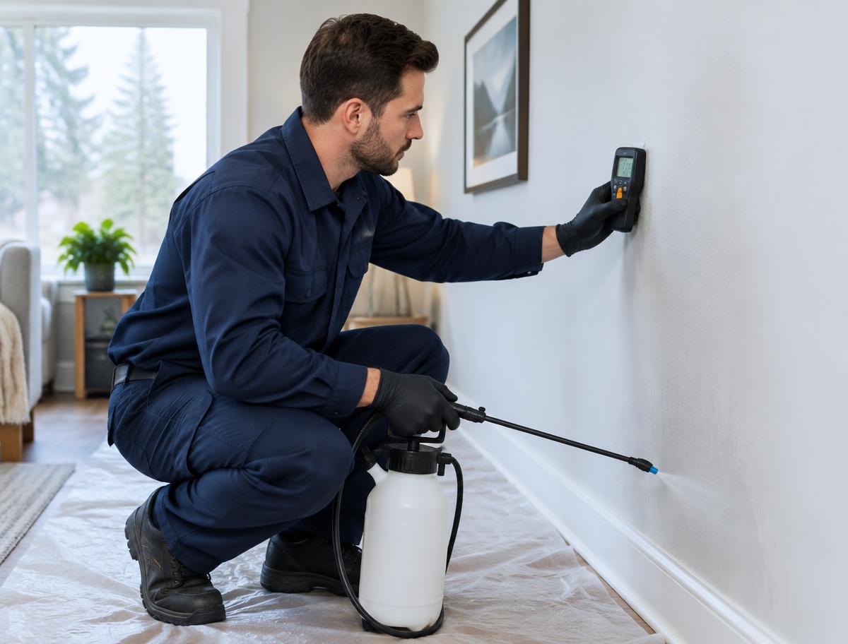 Moisture inspection of basement drywall